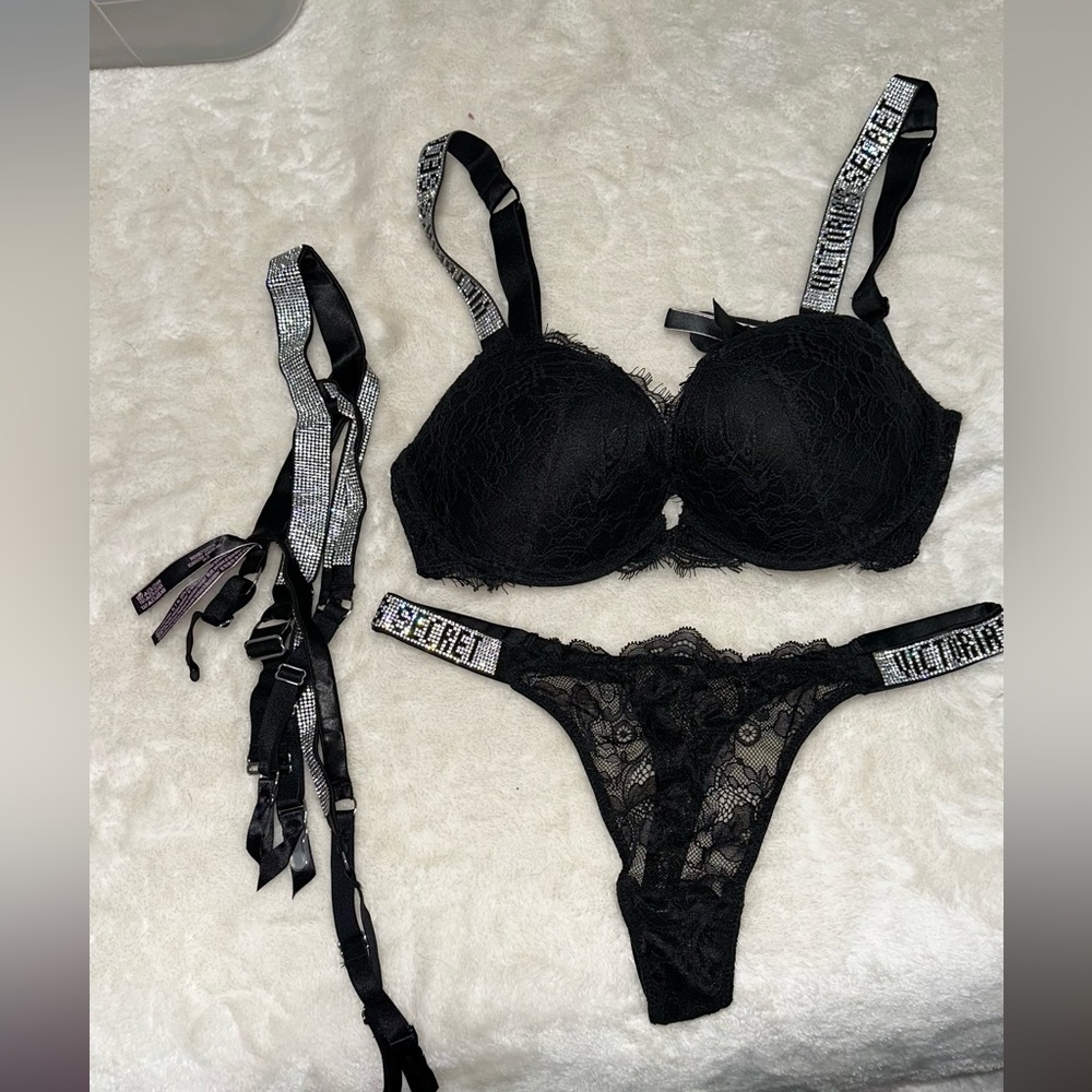 VS shine strap sexy lace lingerie with garter!